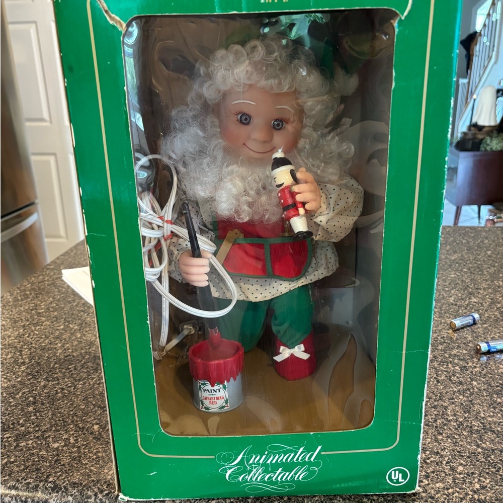 Vintage 90s Santas Best Animated Elf Helper Toy Painter Nutcracker Painter WORKS